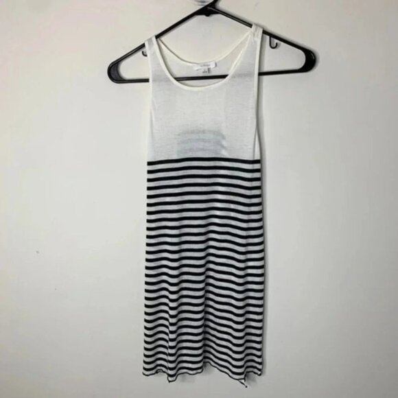 Aritzia Wilfred Tank Top Striped Racerback Side Split Hem White Black Size XS - Picture 5 of 11